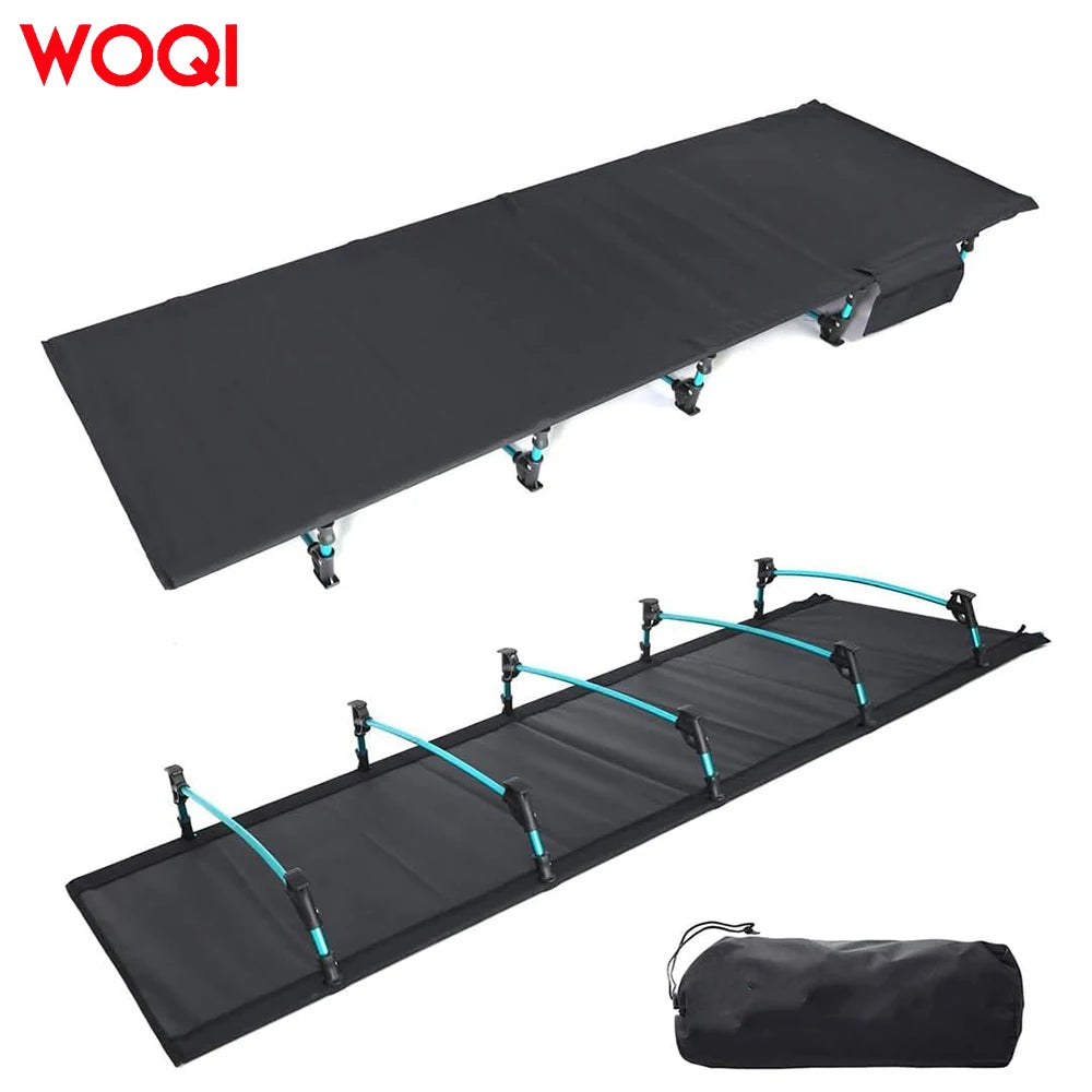 WOQI Modern Outdoor Adjustable Height Camping Bed Reclining Foldable Massage Feature Aluminum Frame Oxford for Beach Bedroom
