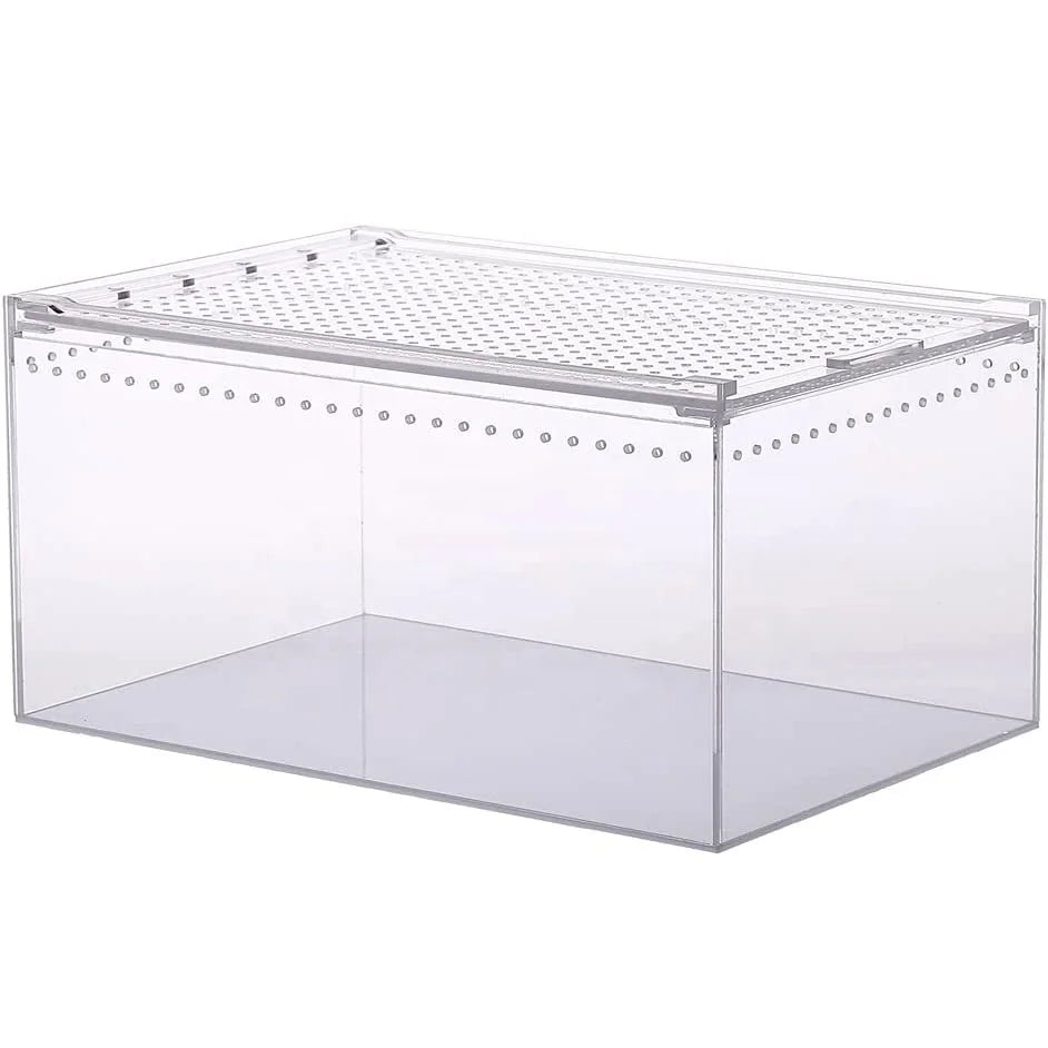 Clear Magnetic Acrylic Large Reptile Feeding Box Reptile Breeding Box Cage for Insect Tarantulas Amphibians Caterpillars Snail