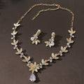 2 in 1 Fashion Bridal Flower Necklace Earring Set Women Bridal Accessories Wedding Hair Accessories