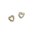 S925 Sterling Silver Korean Style Simple Fashion Ear Button Hoop Earrings with Sense Gold Silver Love Unique Stylish Design