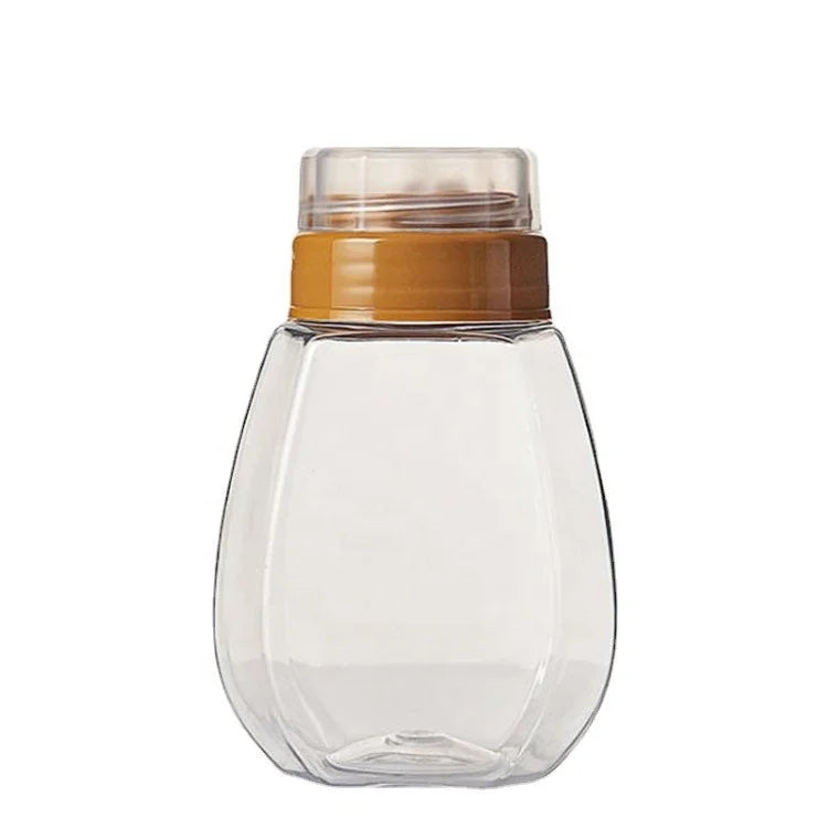 Hexagonal Plastic Transparent Return Port Honey Bottle 500g Sealed Jar Customized by Manufacturer
