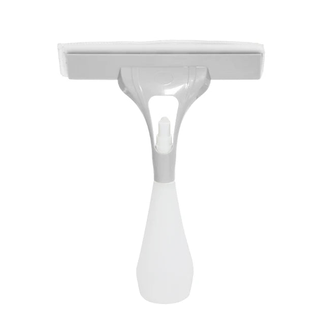 Strong Double Effect Window Glass Cleaning Squeegee Wiper with Microfiber Cloth and Spray Bottle Plastic Handle