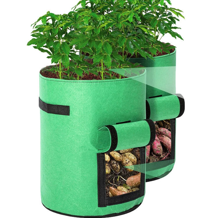 Green Felt Potato Planting Bag 7 Gallon Fabric Grow Pots