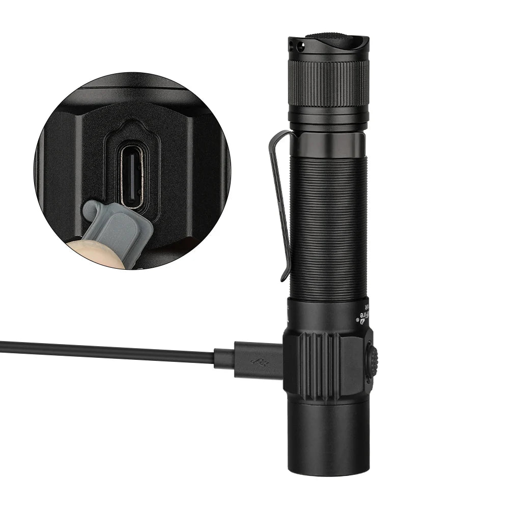 For T10R Rechargeable Tactical Flashlight IP68 Waterproof 1800LM LED Aluminum Alloy 276M Beam Distance 3-Year Warranty for