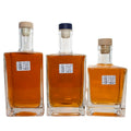 Wholesale Square Shape 500ML 750ML 1000ML Empty Fruit Whiskey Liquor Glass Bottles