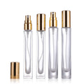 Hot Sale Cylinder Round Shape Flat Minimal Travel Size Cosmetic Empty Glass Perfume Spray Bottle 10ml Gold Lid