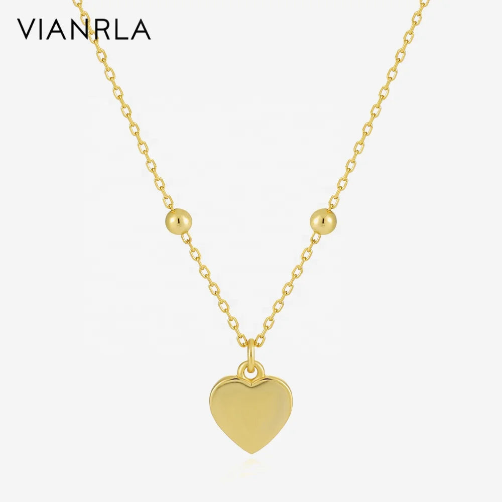 VIANRLA 925 Sterling Silver Heart Bail Chian Color Fashion Chain Chunky Pendant Chain Necklace  for Women Gift