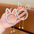 Retro Pearl Tassel Hairpin with Rabbit Cat Shark Clip Ornaments Metal Back Head Ponytail Claw Catch Hair Catcher