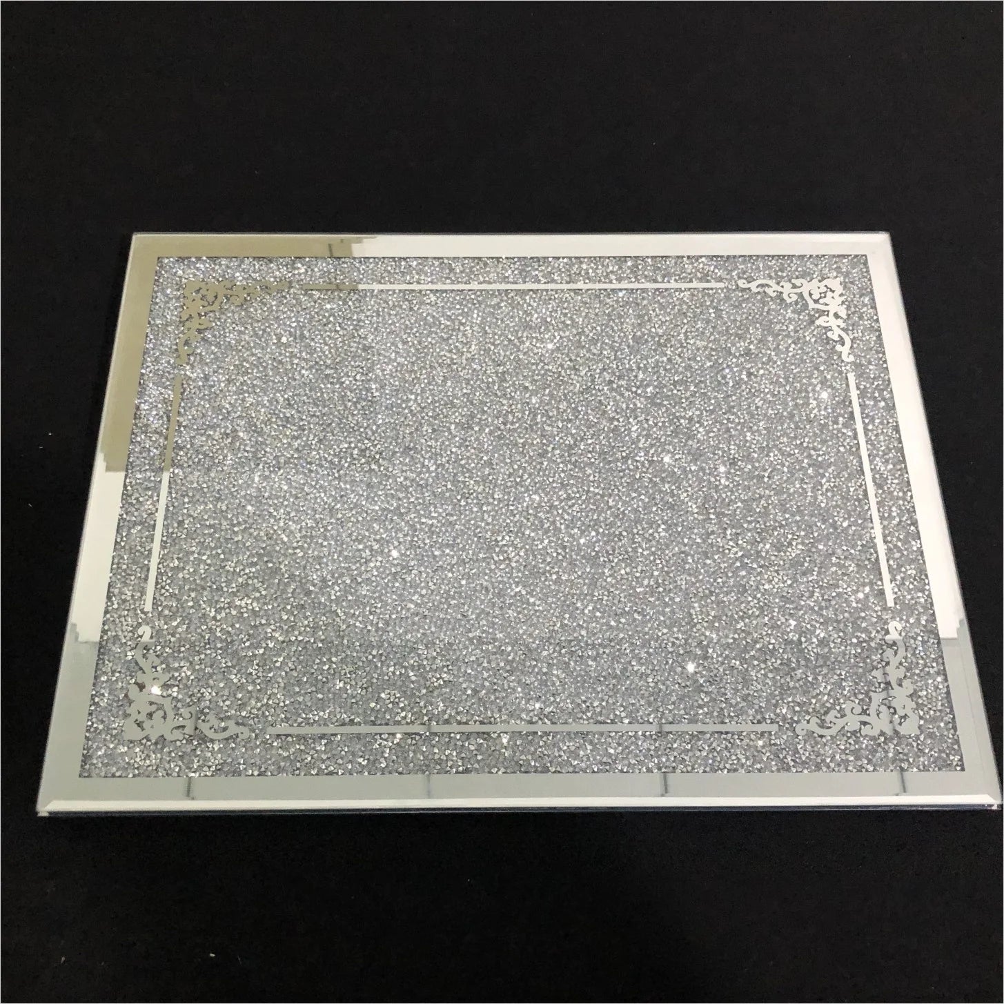 Luxury Custom 40*30cm Silver Sublimation Glass Cutting Board Crystal Diamond for Chopping and Serving