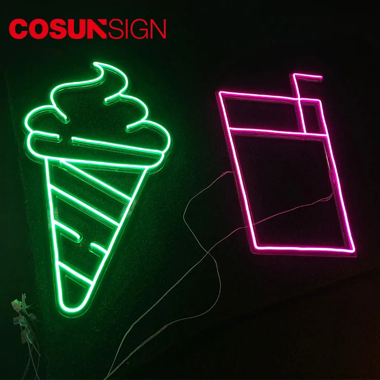 For Custom LED Neon Ice Cream Sign Acrylic Eco-friendly Indoor Decoration for Companies and Hospitals