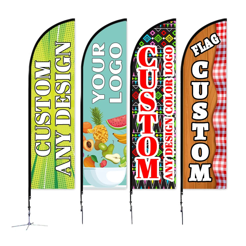Hot Sale Double-Sided Printed Flying Banner Swooper Outdoor Advertising Fiberglass Flag Promotional Flags Events Beach Flag