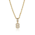 18K Gold Plated Copper Zircon Pendant Necklace With Arabic Numerals 0-9 Link Chain Men Women's Anniversaries Hiphop Style