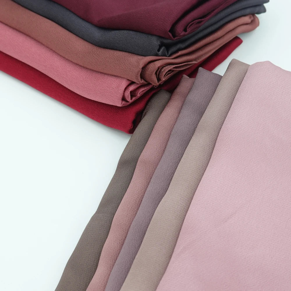 Popular Plain Shawl Bubble Satin Matte Scarf Pure Color Arab Muslim Islamic Lady Shinny Scarf Hijabs