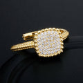 Vintage Silver Zircon Open Adjusted Ring 18k Gold Crystal Engagement Birthday Gift for Best Friend S925 New Ring for Women Girls