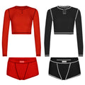 Custom Logo Colors Loungewear Women 2 Pieces Cotton Ribbed Plus Size Comfy Top and Shorts Women Legging Sets