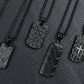 Plain Stainless Steel Stereo Rod Necklace Gold Plated Rectangle Black Plated Cross Pendant Necklace for Men