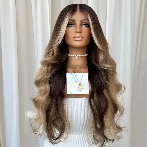 Qingdao Quality Wig Ash Brown Ombre Invisible Knots Virgin Vietnamese Cuticle Aligned Hair Lace Front Wigs With Long Brown Root