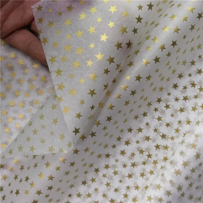 Christmas Metallic Gold Stars Pattern Tissue Wrapping Paper Golden Stars Design Gift Wrapping Packaging Tissue Paper