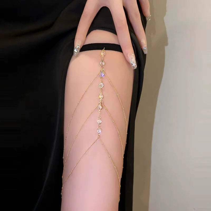Water-drop Style Diamond-encrusted Leg Accessory Chain Individual and Versatile Body Chain Leg Loop Leg Chain ND2203132