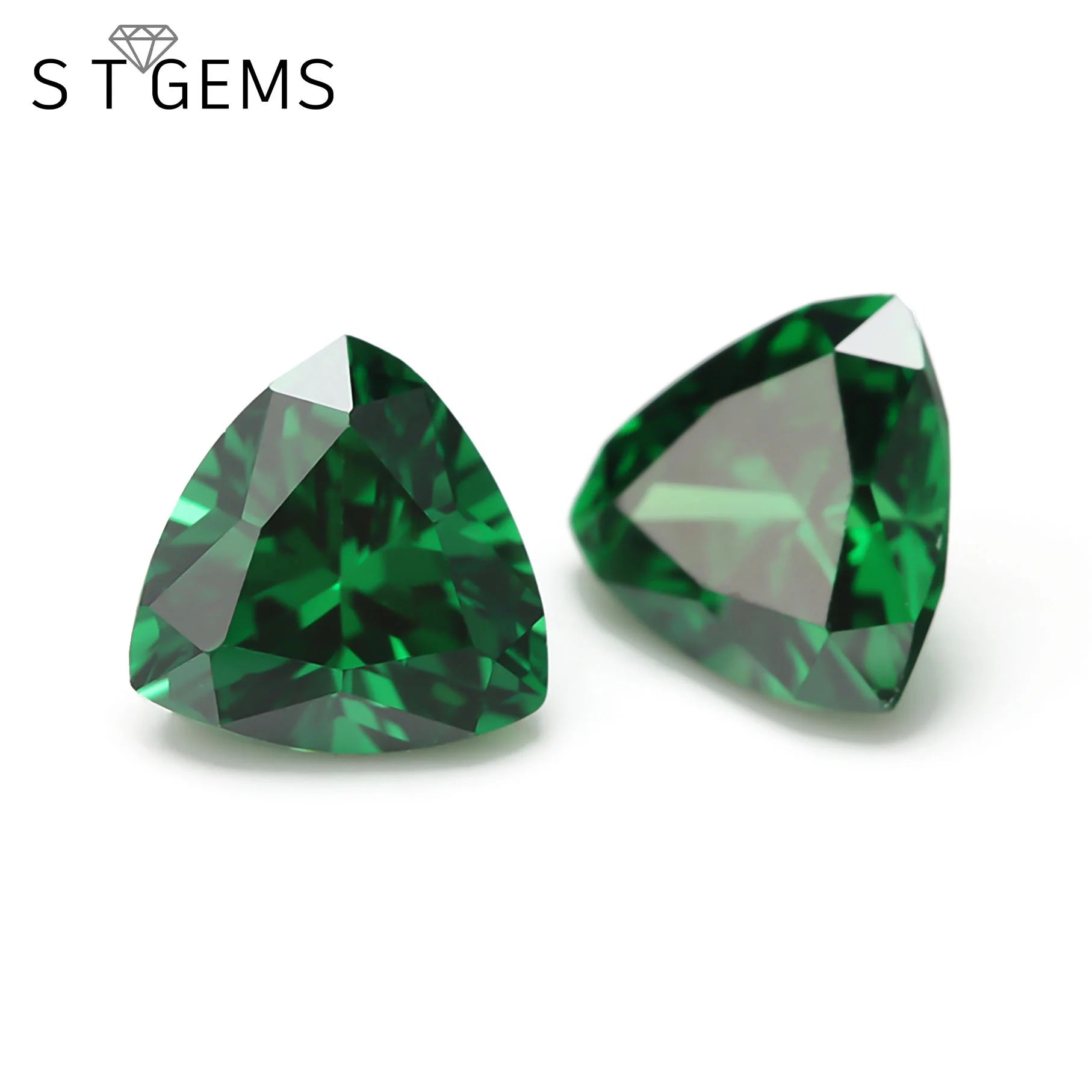 Machine Cut Grade AAA CZ Stone Loose Green Triangle Shape Cubic Zirconia for Jewelry