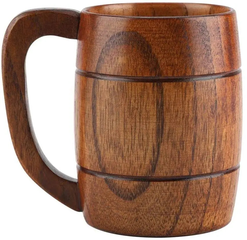 Factory Hot Selling Wooden Beer Cup Coffee Drinking Tea Cup Wood Mug With Handle
