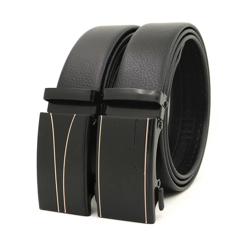 LQbelt New Men's Automatic Buckle Belt Male Fashion Business Black PU Leather Belts for Men Wholesale Factory