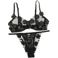 Hot Selling High Quality XL Size Casual Underwear Sexy Singerie Fresh Floral Embroidery Applique Mesh Bra with Woven Lace Bow