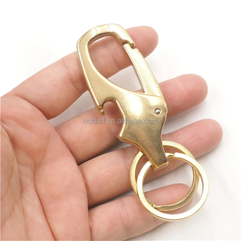 Ivoduff Fashion Brass Key Ring Lobster Swivel Hook Clasps Key Buckle Keyring Snap Hook With Ring Double Ring Keychain