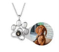 Cat Dog Paw Pet Photo Projection Pendant Necklace Footprints 100 Languages I Love You Choker Necklace for Women Men Jewelry