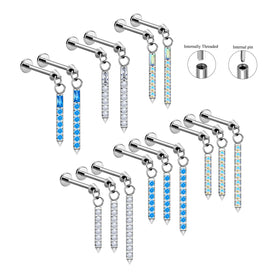 G23 ASTM F136 Titanium Cone Shape Ear Stud Inlay Zircon 16G Clicker Shiny Punk Style Ear Tragus Labret Body Piercing Jewelry