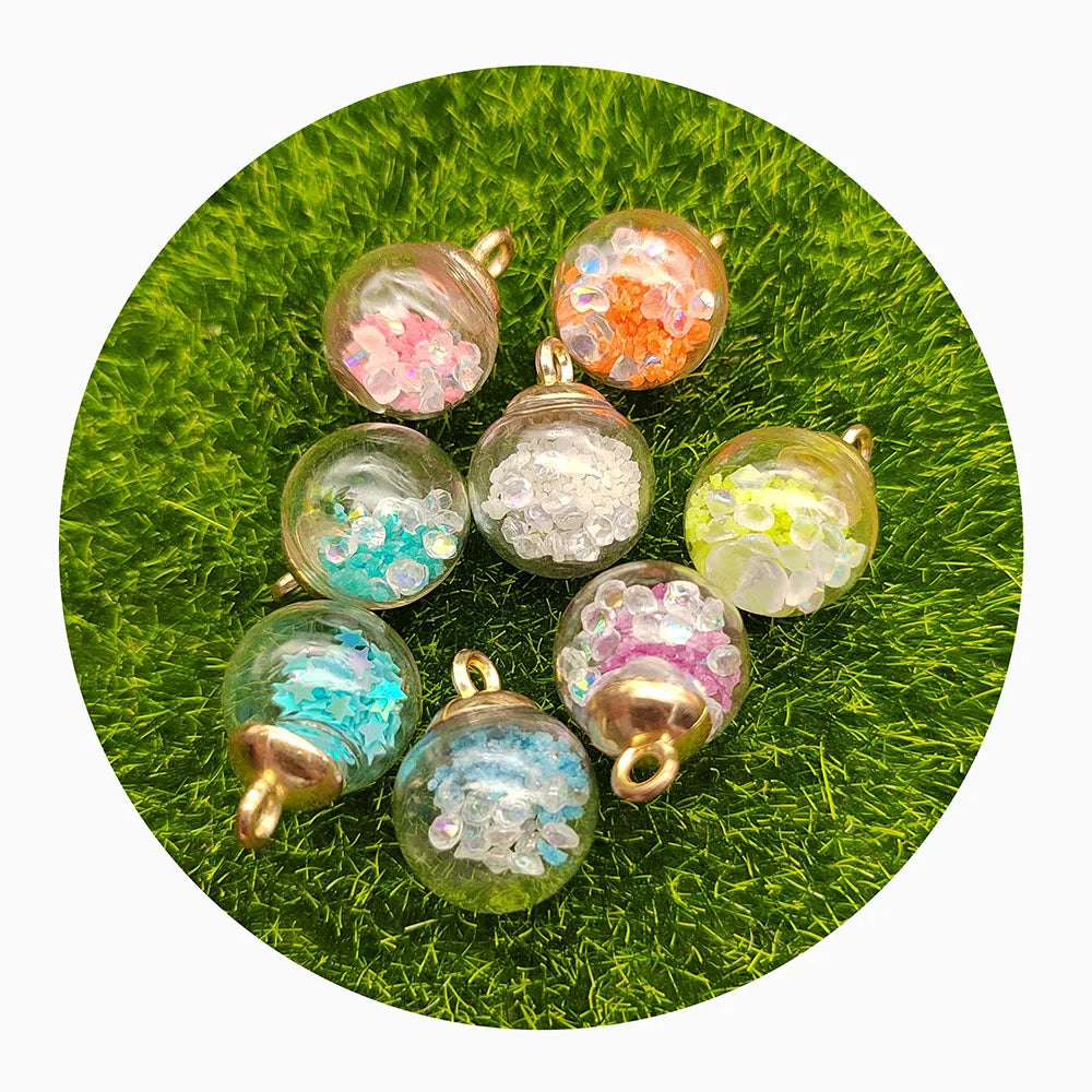 Glass Ball Colorful Beads Charm Pendant with Luminous Beads for Bracelet Necklace Jewelry Making DIY