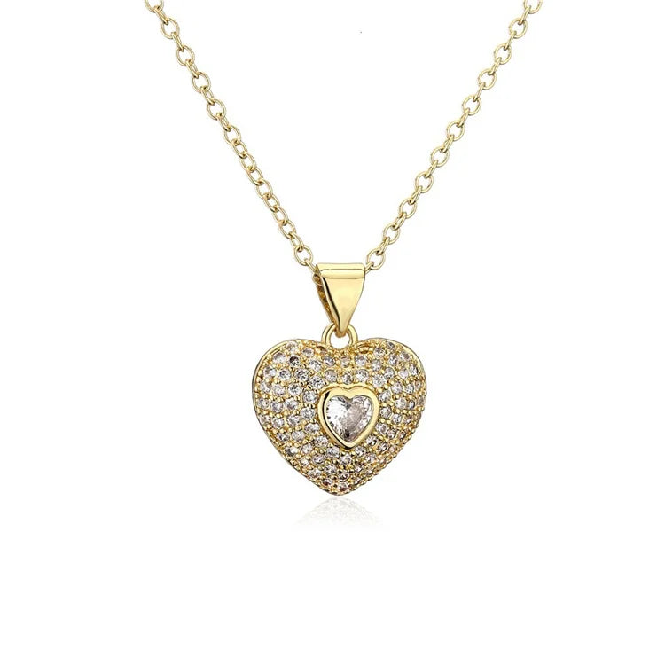 Wholesale New Titanium Steel Luxury Lovely Necklace Diamond Peach Heart Pendent Necklace Women