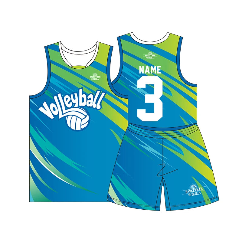 BASKETMAN Lightweight Short-Sleeved Volleyball Jersey Best Material Latest Design Breathable Printed Outdoor Sports Wear Set