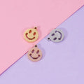 BASQUESUN Mirror Stainless Steel 9mm Outer Hole Circular Hollow Smiling Face DIY Customizable Engraved Pendant Accessory