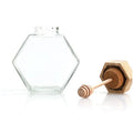 220ml 380ml Honey Jam Food Storage Hexagonal Honey Glass Jar Jam Jar with Golden Lid