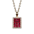 18K Gold Channel Setting Ruby Square Necklace