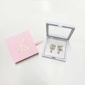 Custom Logo Cardboard Sliding Sleeve Pink Paper Jewelry Drawer Box Packaging With Clear PE Film Floating Gift Display Case Box
