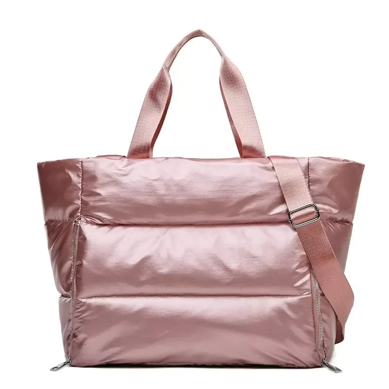 Large Capacity Puffer Handbags for Women Ladies Yoga Mat Waterproof Casual Handbags