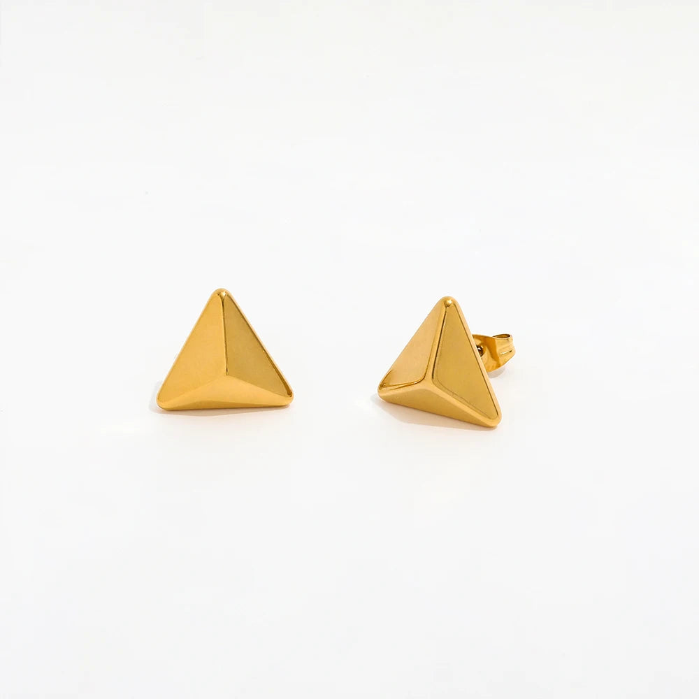 New Trendy Earring 18K Gold Plated Dainty Cube Triangle Stud Earrings Earrings Wholesale Stainless Steel for Women