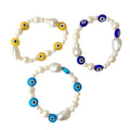 100% AA+ Freshwater Evil Eyes Bracelet Vintage Fashion Baroque Shape Pearls 10-13mm Yellow Blue Green Options for Wedding Party