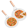 Non Stick Gi Metal Aluminum Stainless Steel 12 Inch Round Pizza Peel Shovel With Wooden Handle/
