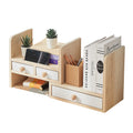 DIY Wooden Adjustable Desktop Kid Library Bookshelf Bookcase Display Shelf Rack W/ Drawer Storage Organizer