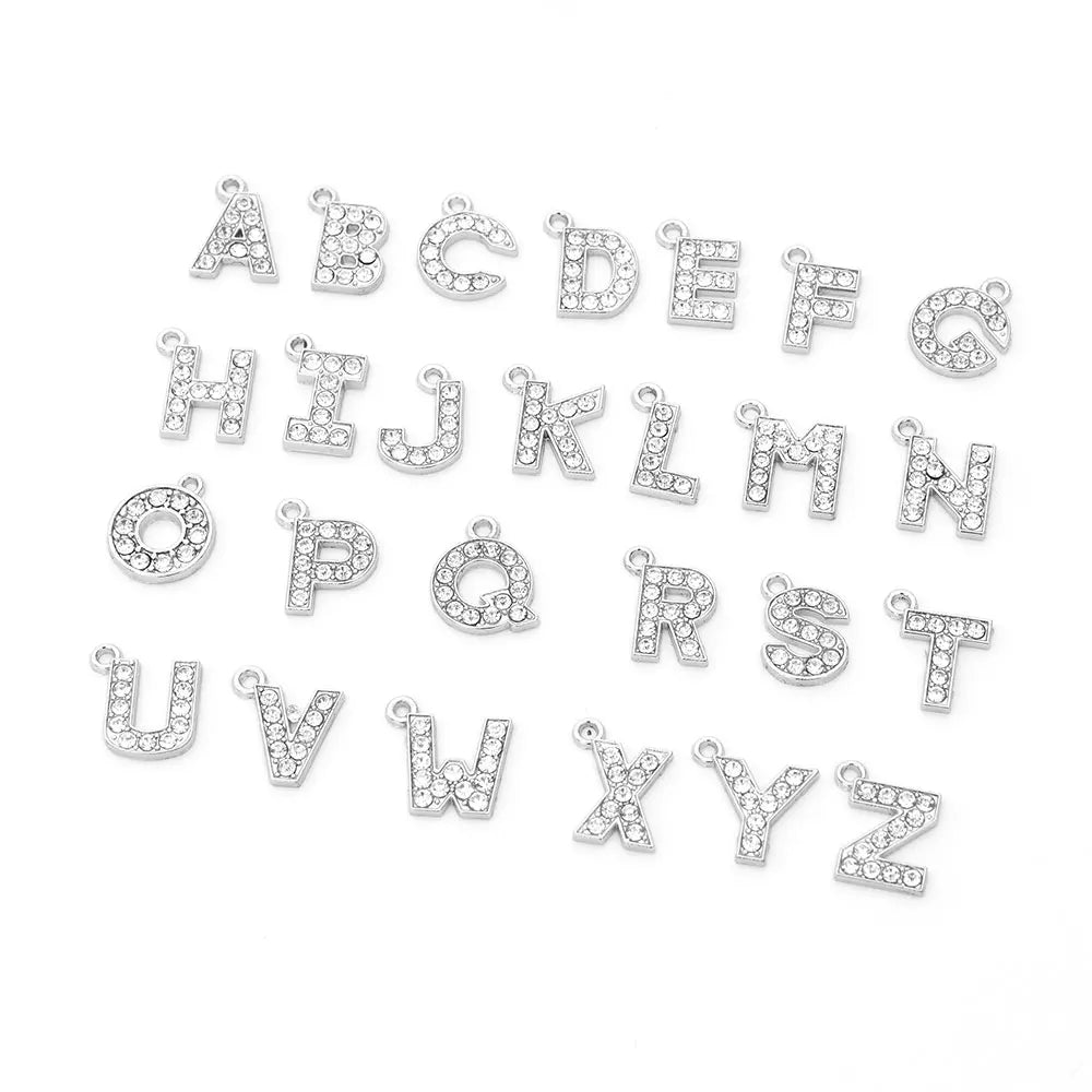 Manufactory Hip Hop Jewelry 26 Letters Alphabet Beads Pendant Fashion Zinc Alloy Metal Alphabet Pendant Charms Custom Diamond