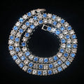 Hot Sale Hip Hop Jewelry White Blue Crystal Diamond 5.5MM Iced Out 1 Row Tennis Chain Bracelet/Necklace Jewelry