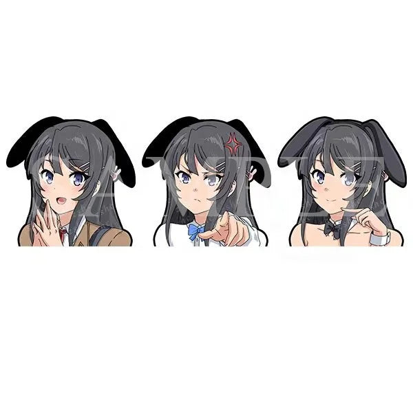 Sakurajima Mai Motion Anime 3D Waterproof Eco-friendly Car Sticker Seishun Buta Yaro Cute Cartoon Decals for Cars