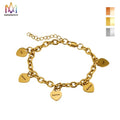 New Fashion 3 Colors Engravable Stainless Steel Bracelet 5 Heart Charms Bracelet for Women