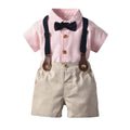 Fashion Boys Gentleman Clothing Set Short Sleeve Sleeve Striped Boys T Shirt and Pants Custom Birthday Outfit KBLS-002