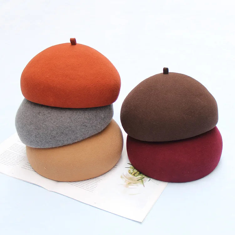 2026 New Autumn and Winter Woolen Beret Female British Casual Painter Hat High Quality  Felt Hat Stewardess Hat