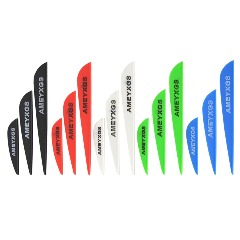 Archery Rubber Arrow Feather Multi-size 2/3/4 Inch Plastic Feather Drop Shape for Mixed Carbon/Fiberglass Shaft