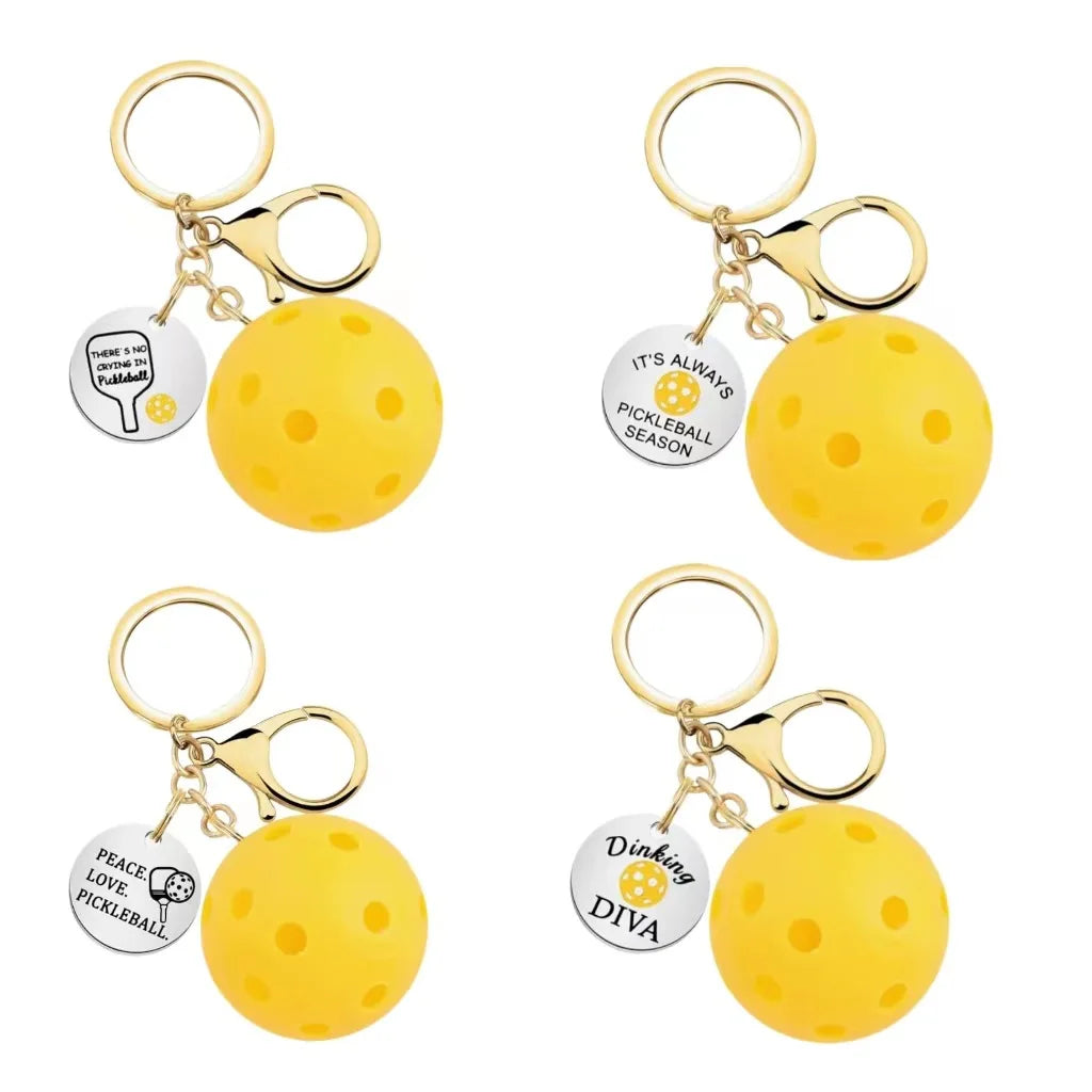 Mini Charm Hanging Pickleball Paddle Stainless Steel Keychain Luggage Tags Sports Bag Car Pendant Gift Keyring 3D PVC Bulk Gift